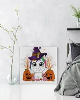 Halloween Witchy Unicorn Cute Witch Pumpkin - Canvas