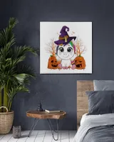 Halloween Witchy Unicorn Cute Witch Pumpkin - Canvas