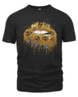 yellow sugar skull lips women design t-shirt