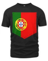 Portugal Flag with Printed Portuguese Flag Pocket T-Shirt