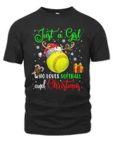 Softball Just A Girl Who Loves Softball And Christmas Santa Reindeer 265