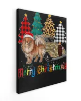 Pomeranian Leopard Plaid Truck Christmas T-Shirt