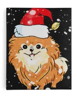 Pomeranian Licking Snow on Nose Santa Xmas Hat T-shirt