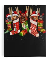 Cute Dachshund In Sock Christmas Santa Hat X-mas Dog Lover