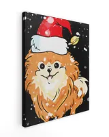 Pomeranian Licking Snow on Nose Santa Xmas Hat T-shirt