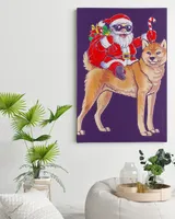 Santa Claus Riding Akita Xmas Gifts Dog T-Shirt