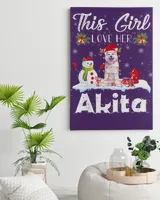 Snow _ Xmas Gifts This Girl Love Her Akita Reindeer Hat T-Shirt