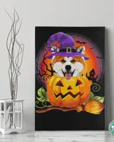 Akita Witch Pumpkin Halloween - Dog Lover Costume Gifts T-Shirt