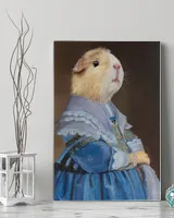 Guinea Pig Portrait on Stretch Fabric Wall Art Decor, ready to hang!