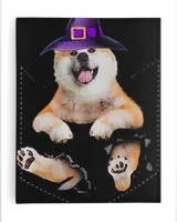 Akita Witchs Hat Broom Pocket Dog Halloween Shirt