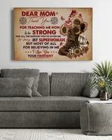 To The Mother Of A Firefighter, Dear Mom Thank You Mom, Family Poster Sun Flower And Hat Firefighter Poster