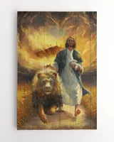 Jesus Painting Lion of Judah Walking with lamb and lion Poster Wall Art