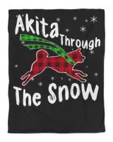 Akita Through The Snow Tee Plaid Snowflakes Lover Gifts T-Shirt