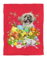 Shih Tzu Bunny Dog With Easter Eggs Basket Cool T-Shirt