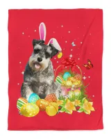 Happy Easter Bunny Miniature Schnauzer Eggs Basket Men Women T-Shirt