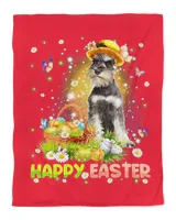 Happy Easter Cute Bunny Dog Schnauzer Eggs Basket Funny Dog T-Shirt