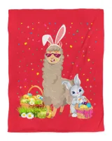 Happy Easter Bunny Llama Bringing Easter Egg Basket T-Shirt