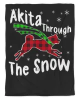 Akita Through The Snow Tee Plaid Snowflakes Lover Gifts T-Shirt