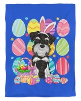 Cute Schnauzer Easter Bunny Ear Colorful Easter Egg Basket T-Shirt