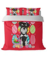 Cute Schnauzer Easter Bunny Ear Colorful Easter Egg Basket T-Shirt