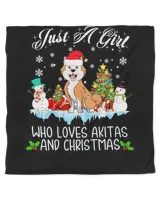 A Girl Loves Akita And Christmas X-mas Pajamas Gift Long Sleeve T-Shirt