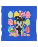 Cute Schnauzer Easter Bunny Ear Colorful Easter Egg Basket T-Shirt