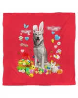 Happy Easter Cute Bunny Dog Husky Eggs Basket Funny Easter T-Shirt