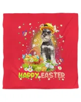 Happy Easter Cute Bunny Dog Schnauzer Eggs Basket Funny Dog T-Shirt