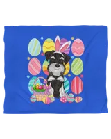 Cute Schnauzer Easter Bunny Ear Colorful Easter Egg Basket T-Shirt