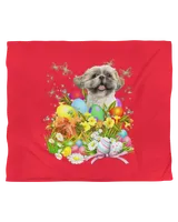 Shih Tzu Bunny Dog With Easter Eggs Basket Cool T-Shirt