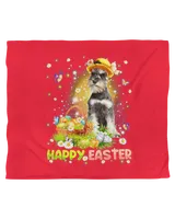 Happy Easter Cute Bunny Dog Schnauzer Eggs Basket Funny Dog T-Shirt