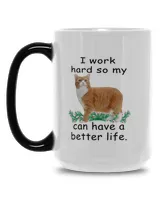 I Work Hard Manx Cat Red