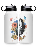 Halloween Horror Ghostface Premium Water Bottle, 3d butterfly flower