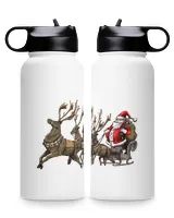 Santa Claus sitting on a reindeer-drawn sleigh Premium Water Bottle