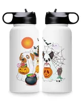 Personalized Gift For Dog Lovers Premium Water Bottle, ghost dogs blackbats skull skull pumpkin