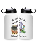 This witch needs coffee before any hocus pocus Premium Water Bottle, black bats