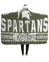 Michigan State Spartans Hooded Sherpa Fleece Blanket Re Ds