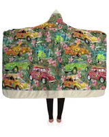 hoodie blanket jacket with beautiful Car, tree and flower pattern