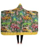hoodie blanket jacket with beautiful Car, tree and flower pattern