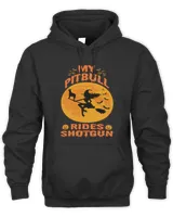 Bully My Pitbull Rides Shotgun Halloween Funny Witches Pumpkin Pitbull Dog