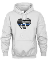 Womens American Flag Heart With Police Thin Blue Line Nurse Rn Lvn V-Neck