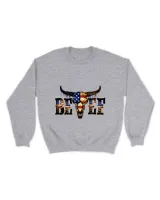 Western Boho American Flag Cow Bull Skull