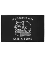 Cats And Books Life Is Better With Cats & Books Funny Cute Gift  koalastudio