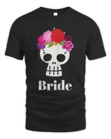 womens women's mexican sugar skull bride wedding party flower boda t-shirt