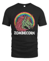 zombiecorn zombie unicorn t shirt halloween women rainbow t-shirt