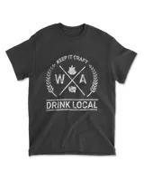 Drink Local Washington State Vintage Craft Beer Brewing T-Shirt