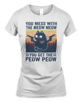 Cat You Mess With The Meow Meow You Get The Peow Peow Funny Retro Cat Sayings 24 Black Cat Lover