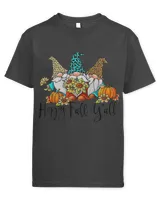 Happy Fall Y'all Gnomes Leopard Pumpkin Autumn Thanksgiving T-Shirt