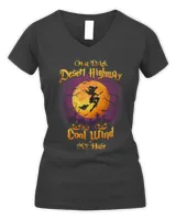 Halloween On A Dark Desert Highway Funny Witch And Broom 4 Pumpkin