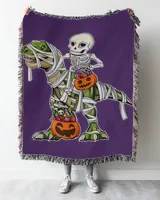 Skeleton Riding Mummy Dinosaur T Rex Pumpkin Candy Halloween Long Sleeve T-Shirt Tank Tops Hoodies